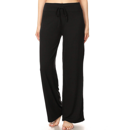 SOMER Women Pajama Pants Wide Leg Comfy Casual Lounge Pants Sleep Bottoms Black