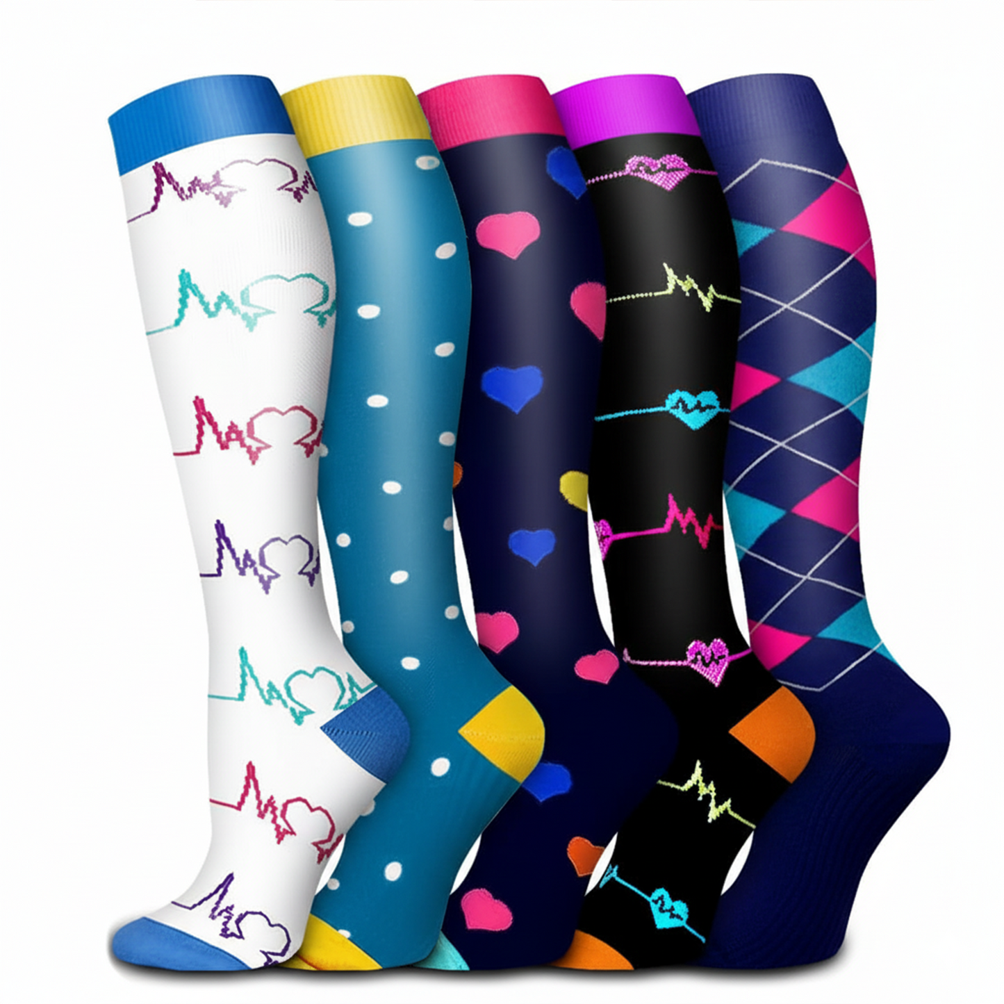 SOMER 5 Pairs knee-high Socks for Women and Men