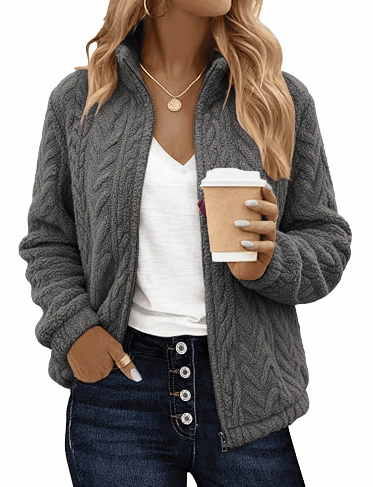 SOMER Fleece Jacket Women Fall Coats Sherpa Jacket Women Long Sleeve with Pockets Zip up Soft Warm, 2025 Winter