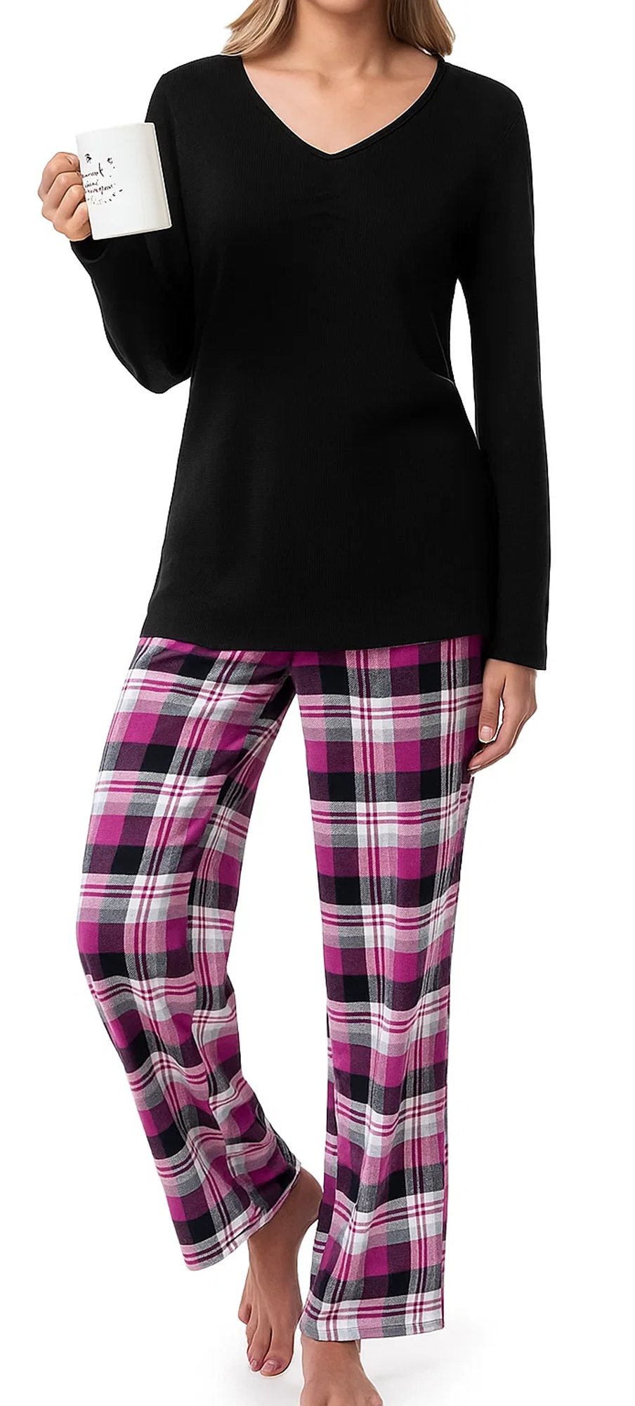 SOMER Pajamas for Women Set, Cute Lounge Sets for Women V Neck Long Sleeve, Fall Winter Cotton Pj Sets for Woman 2025 Lightweight Waffle Loungewear Sleepwear