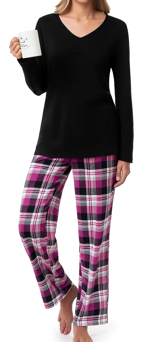 SOMER Pajamas for Women Set, Cute Lounge Sets for Women V Neck Long Sleeve, Fall Winter Cotton Pj Sets for Woman 2025 Lightweight Waffle Loungewear Sleepwear