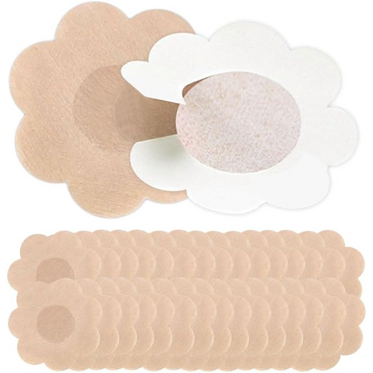 SOMER 50 Pairs Sticky Bra, Disposable Nipple Covers for Women, Plum Blossom Shaped Breast Stickers, Non-Woven Fabric Chest Pasties