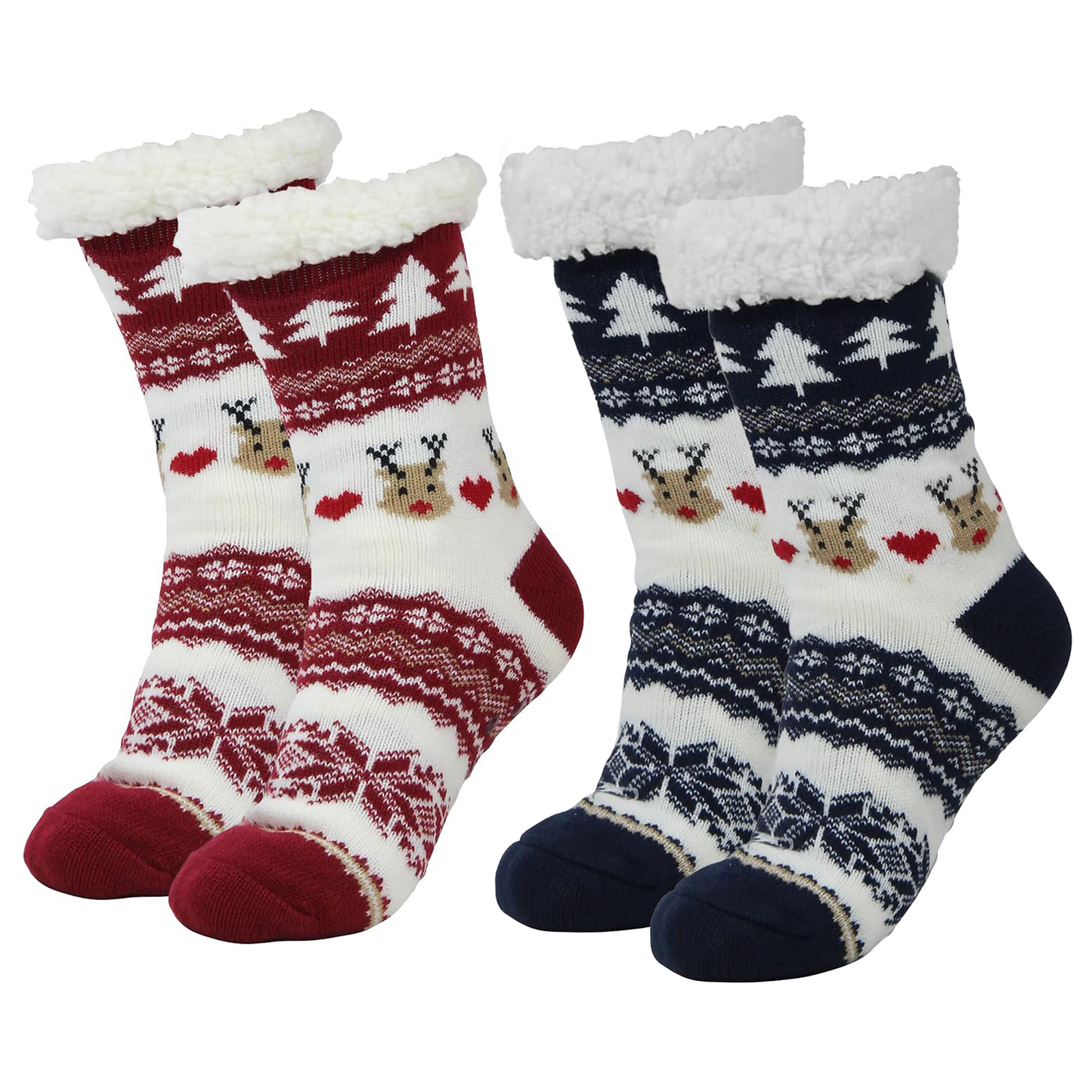 SOMER 2 Pairs Grip Socks for Women Fuzzy Socks Cute Cozy Warm Non Slip Fluffy Winter 2025