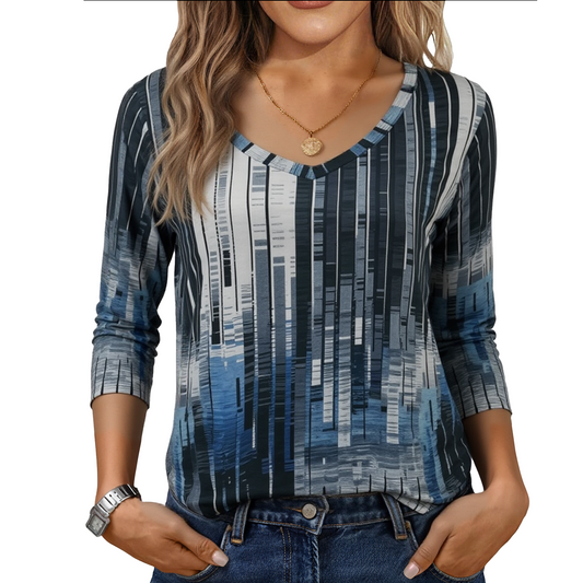 SOMER Womens Tops 3/4 Sleeve V Neck Blouses Casual Shirts Loose Fit Tunic Tops for Going Out, 2025 Fall