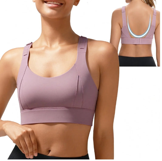 SOMER High Impact Sports Bra for Women Padded Seamless Workout Bra Adjustable Supportive Tank Top for Running Yoga Gym Fitness and Everyday Comfort