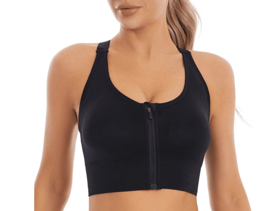 SOMER Women's Sports Bras Zip Front High Support Wireless Padded Strappy Athletic Yoga Workout Bra