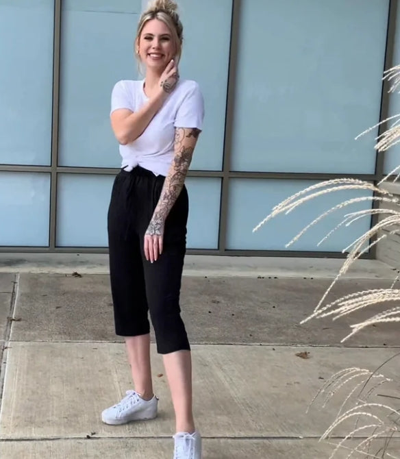 SOMER Yoga Pants with Pockets for Women Capri Flared Pants High Waist Drawstring Workout Pants Casual Work Pants Flare Leggings for Summer