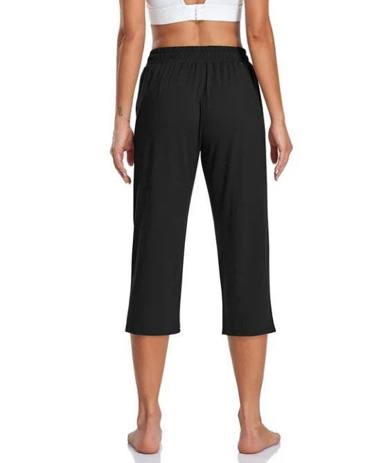 SOMER Yoga Pants with Pockets for Women Capri Flared Pants High Waist Drawstring Workout Pants Casual Work Pants Flare Leggings for Summer