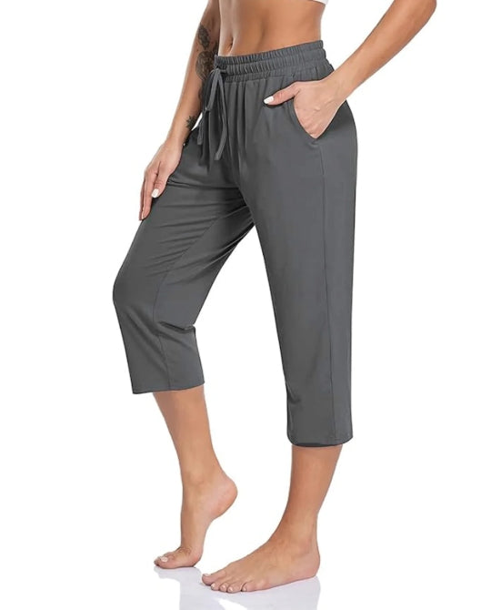 SOMER Yoga Pants with Pockets for Women Capri Flared Pants High Waist Drawstring Workout Pants Casual Work Pants Flare Leggings for Summer