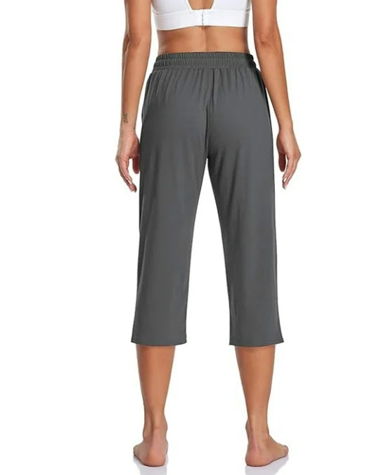 SOMER Yoga Pants with Pockets for Women Capri Flared Pants High Waist Drawstring Workout Pants Casual Work Pants Flare Leggings for Summer