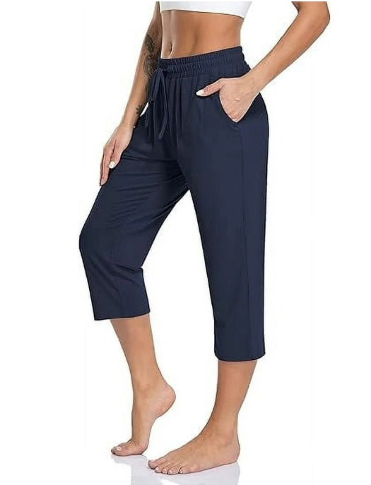 SOMER Yoga Pants with Pockets for Women Capri Flared Pants High Waist Drawstring Workout Pants Casual Work Pants Flare Leggings for Summer