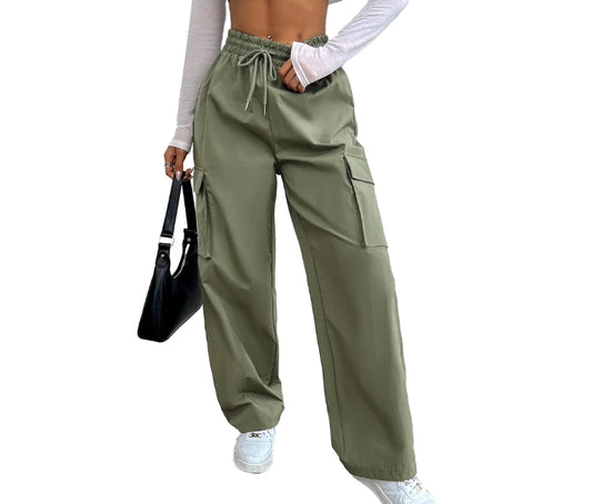 SOMER Womens Cargo Pants Y2K Joggers Drawstring Elastic High Waist Wide Leg Hiking Pant Trousers Casual Pants with Pockets
