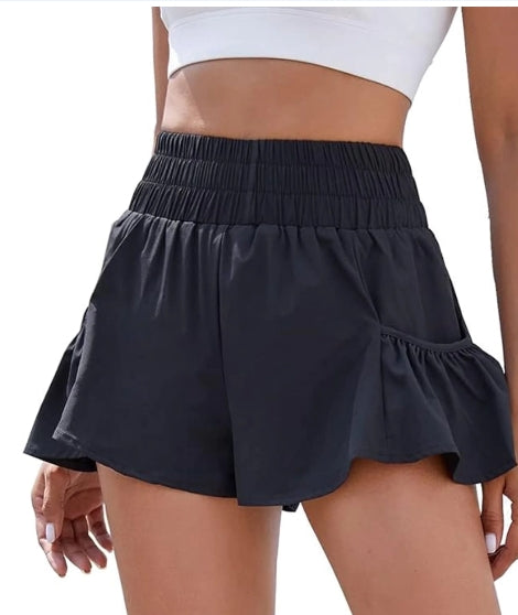 SOMER Gym Shorts for Women High Waisted Elastic Waist Workout Shorts with Pockets Flowy Running and Sports Shorts for Women