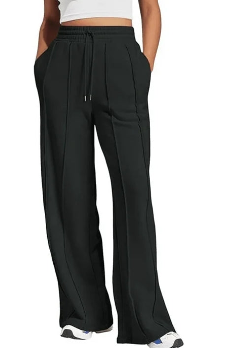 SOMER Yoga Sweatpants High Waisted for Women Elastic Elevated Seams Wide Leg Drawstring Loose Joggers Long Pants with Pockets