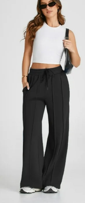 SOMER Yoga Sweatpants High Waisted for Women Elastic Elevated Seams Wide Leg Drawstring Loose Joggers Long Pants with Pockets