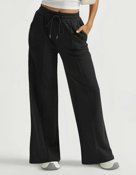 SOMER Yoga Sweatpants High Waisted for Women Elastic Elevated Seams Wide Leg Drawstring Loose Joggers Long Pants with Pockets