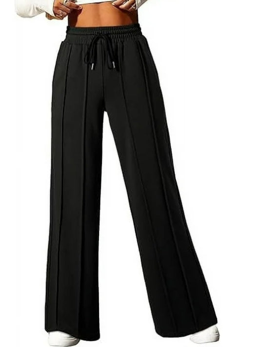SOMER Yoga Sweatpants High Waisted for Women Elastic Elevated Seams Wide Leg Drawstring Loose Joggers Long Pants with Pockets