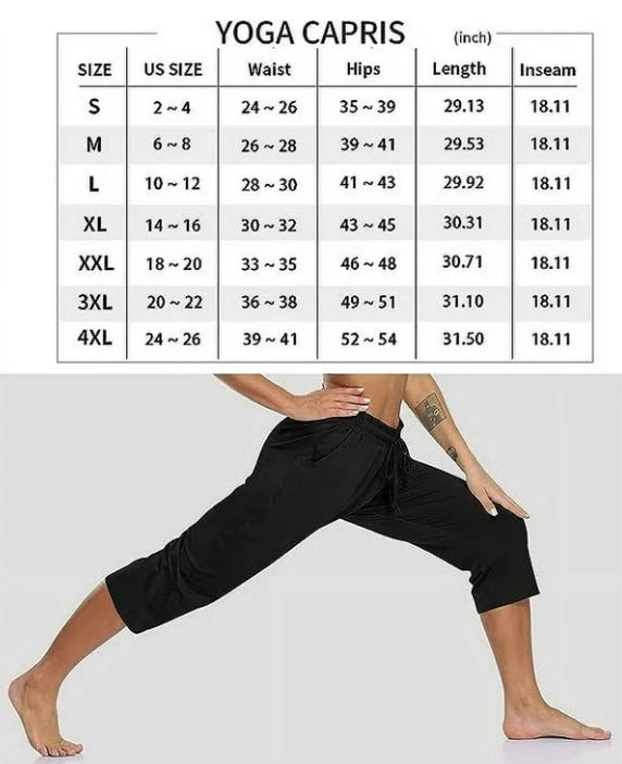 SOMER 2-Pack Yoga Pants with Pockets for Women Capri Flared Pants High Waist Drawstring Workout Pants Casual Work Pants Flare Leggings for Summer