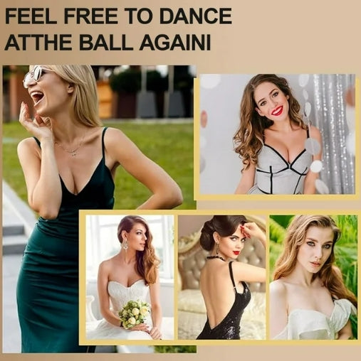 SOMER 2 Pack Strapless Bra Invisible Push-Up Sticky Bra, Adhesive Bra Fan-Shaped for Weddings Parties (Skin and Black)