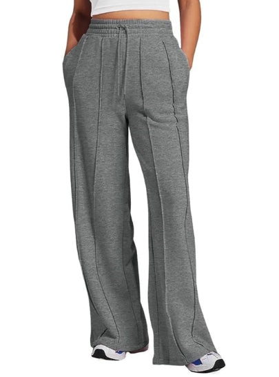 SOMER Yoga Sweatpants High Waisted for Women Elastic Elevated Seams Wide Leg Drawstring Loose Joggers Long Pants with Pockets