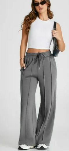 SOMER Yoga Sweatpants High Waisted for Women Elastic Elevated Seams Wide Leg Drawstring Loose Joggers Long Pants with Pockets