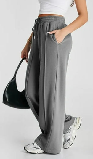 SOMER Yoga Sweatpants High Waisted for Women Elastic Elevated Seams Wide Leg Drawstring Loose Joggers Long Pants with Pockets
