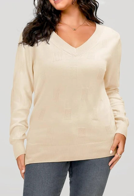 SOMER Womens Sweaters V Neck Pullover Long Sleeve Knitted Cozy Dressy Casual Lightweight Ladies Trendy Spring Fall Winter Sweaters for Women 2025