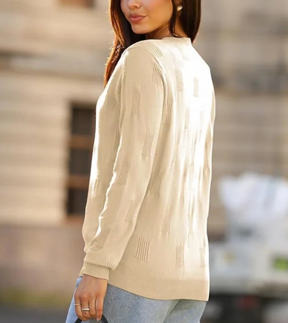 SOMER Womens Sweaters V Neck Pullover Long Sleeve Knitted Cozy Dressy Casual Lightweight Ladies Trendy Spring Fall Winter Sweaters for Women 2025