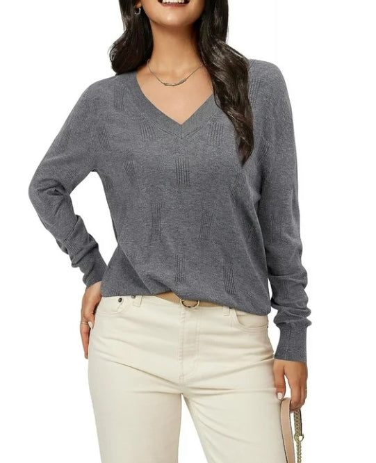SOMER Womens Sweaters V Neck Pullover Long Sleeve Knitted Cozy Dressy Casual Lightweight Ladies Trendy Spring Fall Winter Sweaters for Women 2025