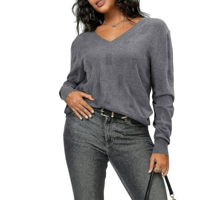 SOMER Womens Sweaters V Neck Pullover Long Sleeve Knitted Cozy Dressy Casual Lightweight Ladies Trendy Spring Fall Winter Sweaters for Women 2025