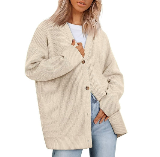 SOMER Women's Cardigan Open Front Oversized Button Lightweight Trendy Sweaters V Neck Loose Cardigans Knit Outwear for Spring Fall Winter