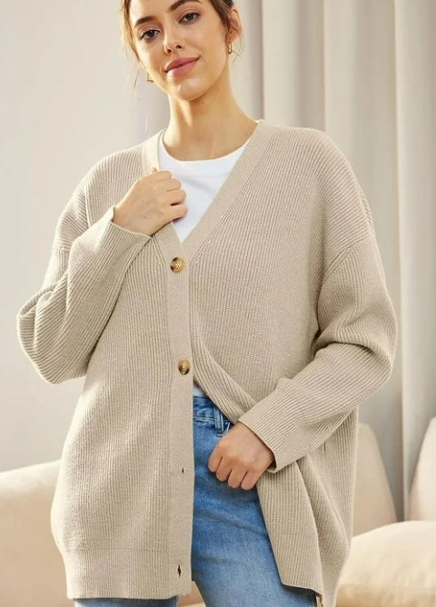 SOMER Women's Cardigan Open Front Oversized Button Lightweight Trendy Sweaters V Neck Loose Cardigans Knit Outwear for Spring Fall Winter