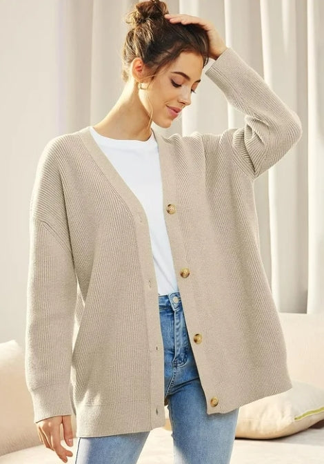 SOMER Women's Cardigan Open Front Oversized Button Lightweight Trendy Sweaters V Neck Loose Cardigans Knit Outwear for Spring Fall Winter