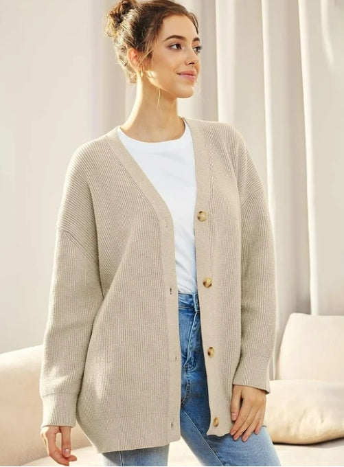 SOMER Women's Cardigan Open Front Oversized Button Lightweight Trendy Sweaters V Neck Loose Cardigans Knit Outwear for Spring Fall Winter