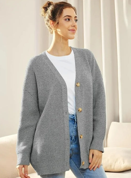 SOMER Women's Cardigan Open Front Oversized Button Lightweight Trendy Sweaters V Neck Loose Cardigans Knit Outwear for Spring Fall Winter