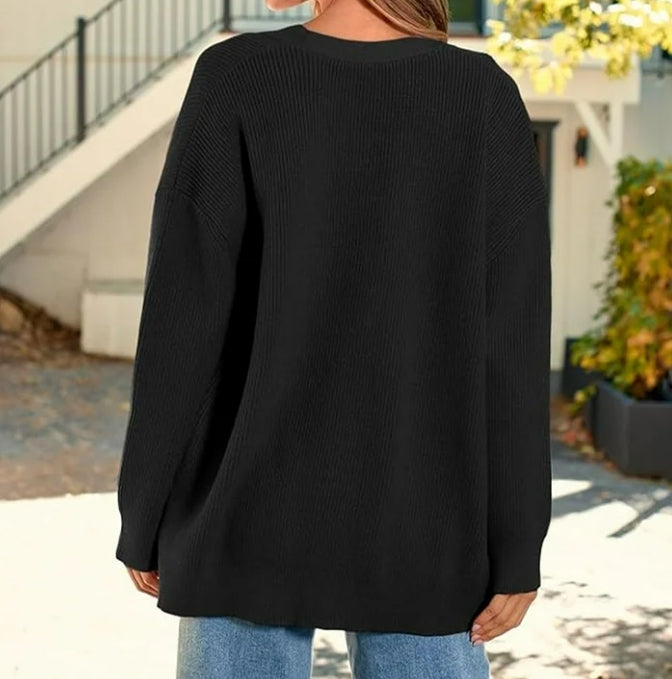 SOMER Women's Cardigan Open Front Oversized Button Lightweight Trendy Sweaters V Neck Loose Cardigans Knit Outwear for Spring Fall Winter