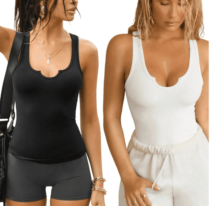 SOMER 2 Pack Tank Tops for Women Sleeveless Undershirts Layering Lightweight Casual Tops