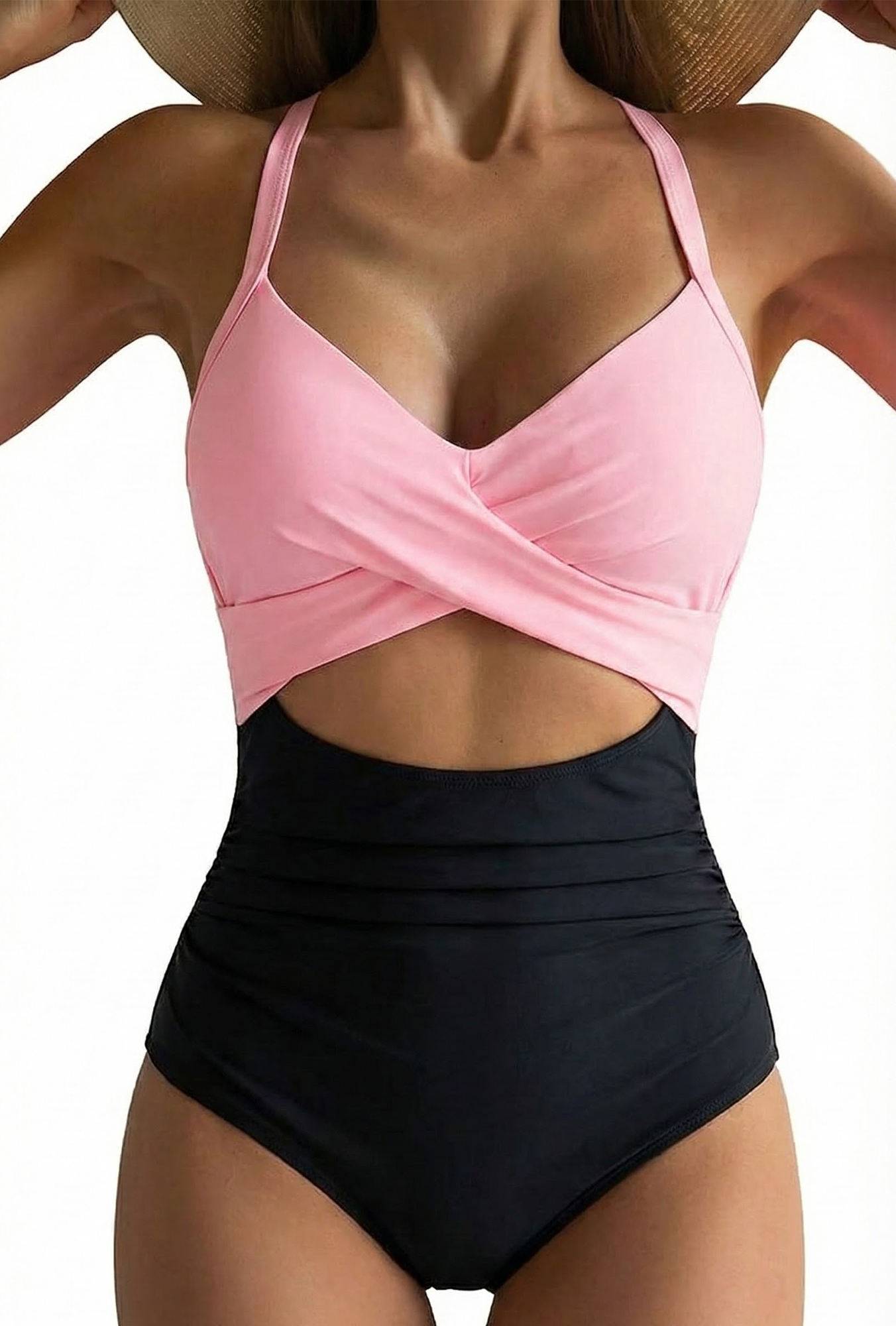 SOMER Women's Swimsuits One Piece Bathing Suit for Women Tummy Control Cutout High Waisted Bathing Suit Wrap Tie Back 1 Piece Swimsuit