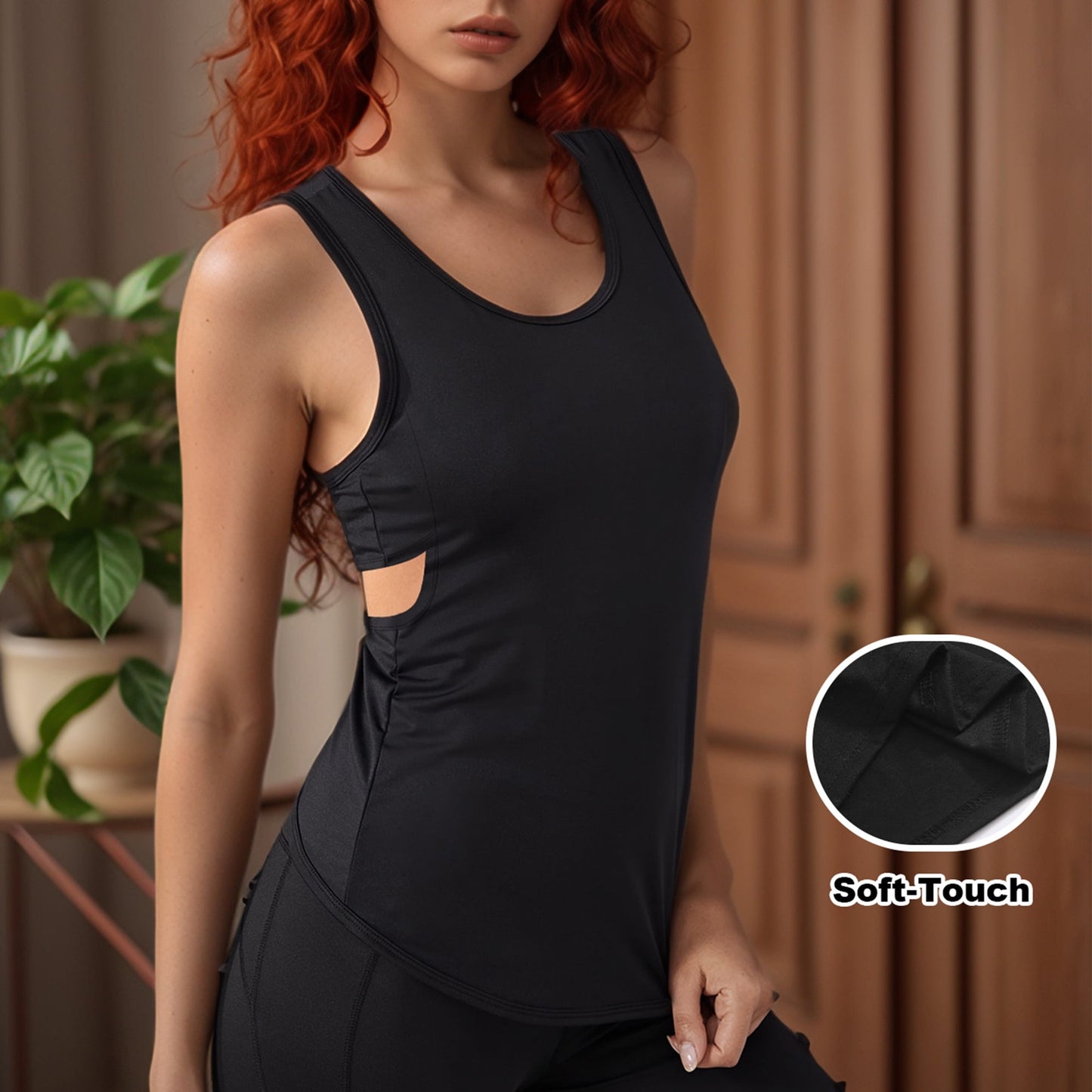 SOMER Tank Tops for Womens Workout Tops Sleeveless Racerback Cutout Slim Fit Athletic Shirt Scoop Neck Yoga Vest for Dance Running Gym Training