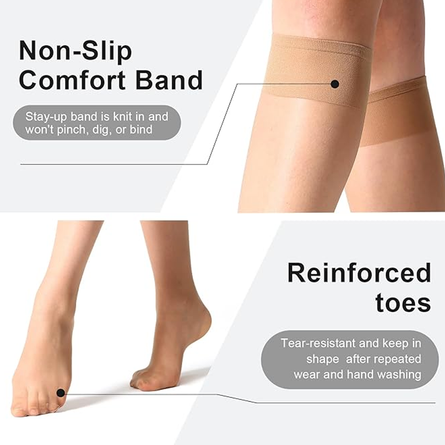 SOMER 3-Pair Pack Women's Sheer Knee High Stockings Breathable Comfort Fit