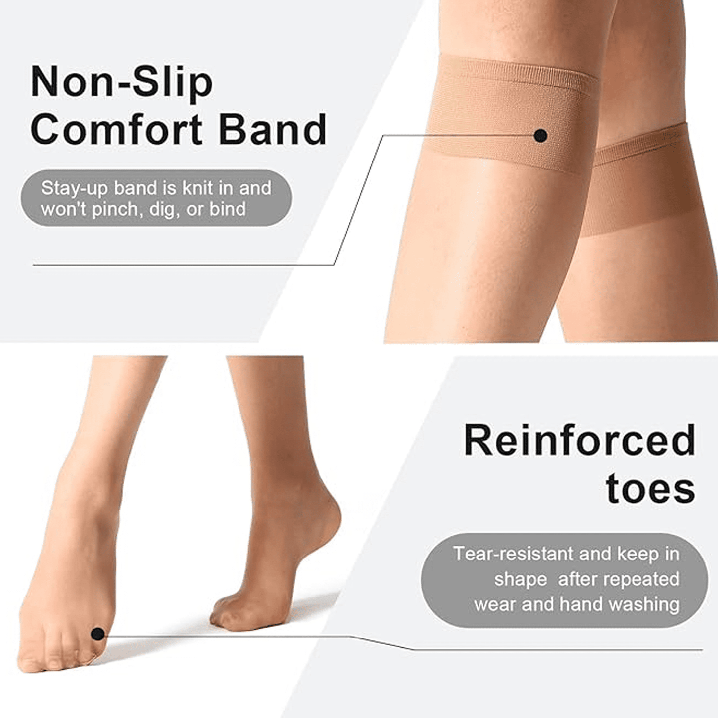 SOMER 3-Pair Knee High Sheer Stockings Silky Socks for women Breathable Comfort Fit High Stockings