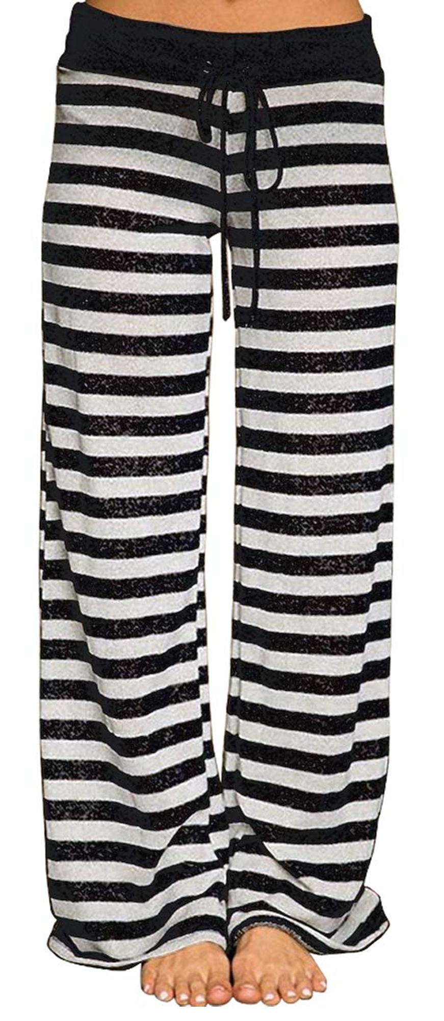 SOMER Women Pajama Pants Lounge pants Casual Drawstring Comfy Palazzo pants Wide Leg Bottoms black and white stripes