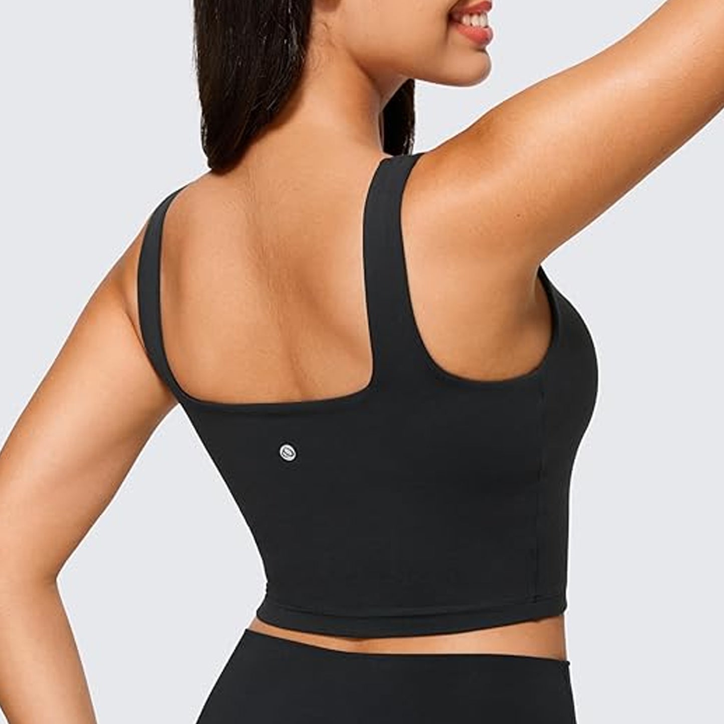 SOMER Womens Sports Bra Square Neck Longline Sports Bra - Workout Crop Tank Tops Yoga Camisole with Built in Pads