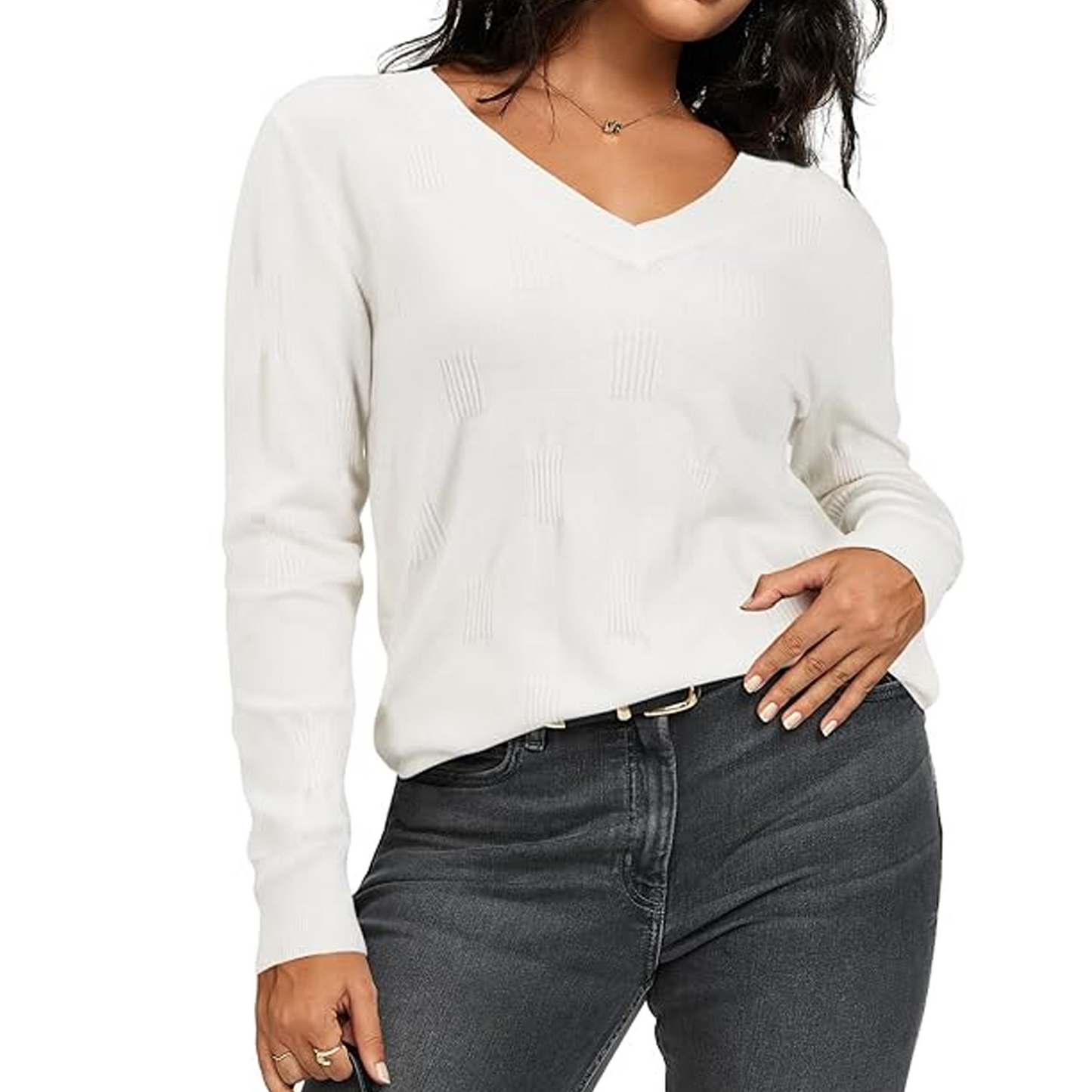 SOMER Womens Sweaters V Neck Pullover Long Sleeve Knitted Cozy Dressy Casual Lightweight Ladies Trendy Spring Fall Winter Sweaters for Women 2025