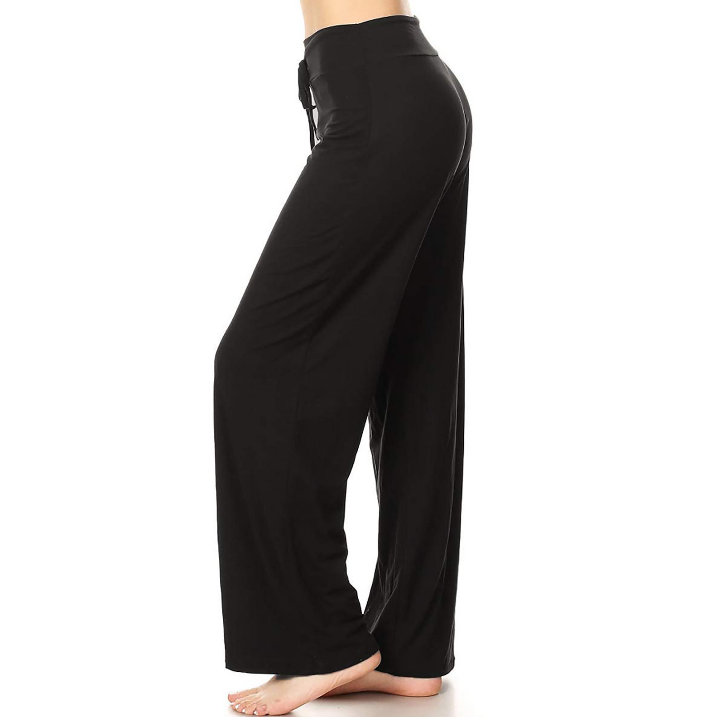 SOMER Women Pajama Pants Wide Leg Comfy Casual Lounge Pants Sleep Bottoms Black