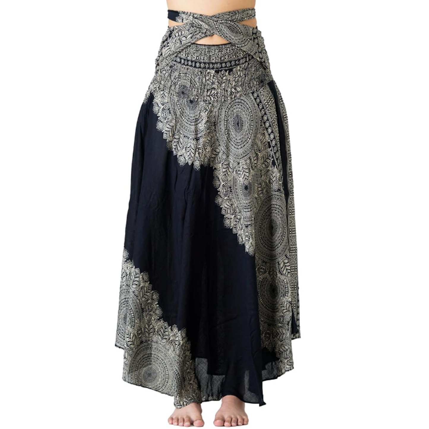 SOMER Skirts for Women Maxi Skirts High Waisted Boho Floral Printed Causal Skirt Flowing Long Skirt Black