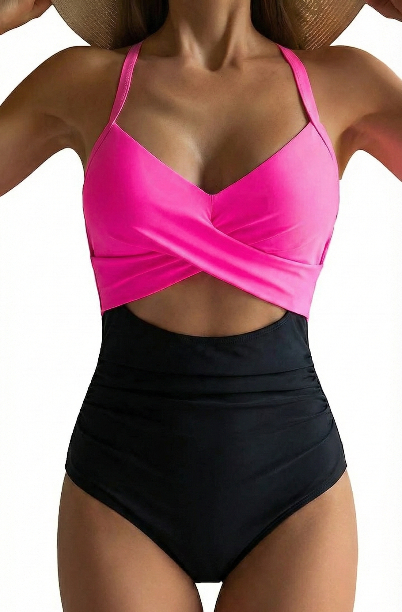 SOMER Women's Swimsuits One Piece Bathing Suit for Women Tummy Control Cutout High Waisted Bathing Suit Wrap Tie Back 1 Piece Swimsuit