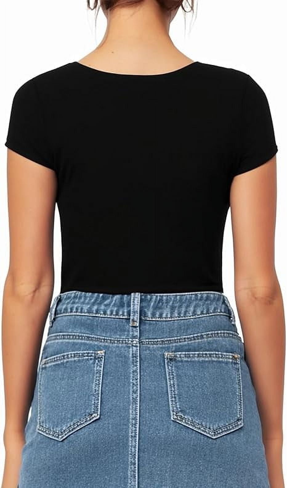 SOMER Body Suit Tummy Control Bodysuit Short Sleeve Tops Black Bodysuits for Women Clothing