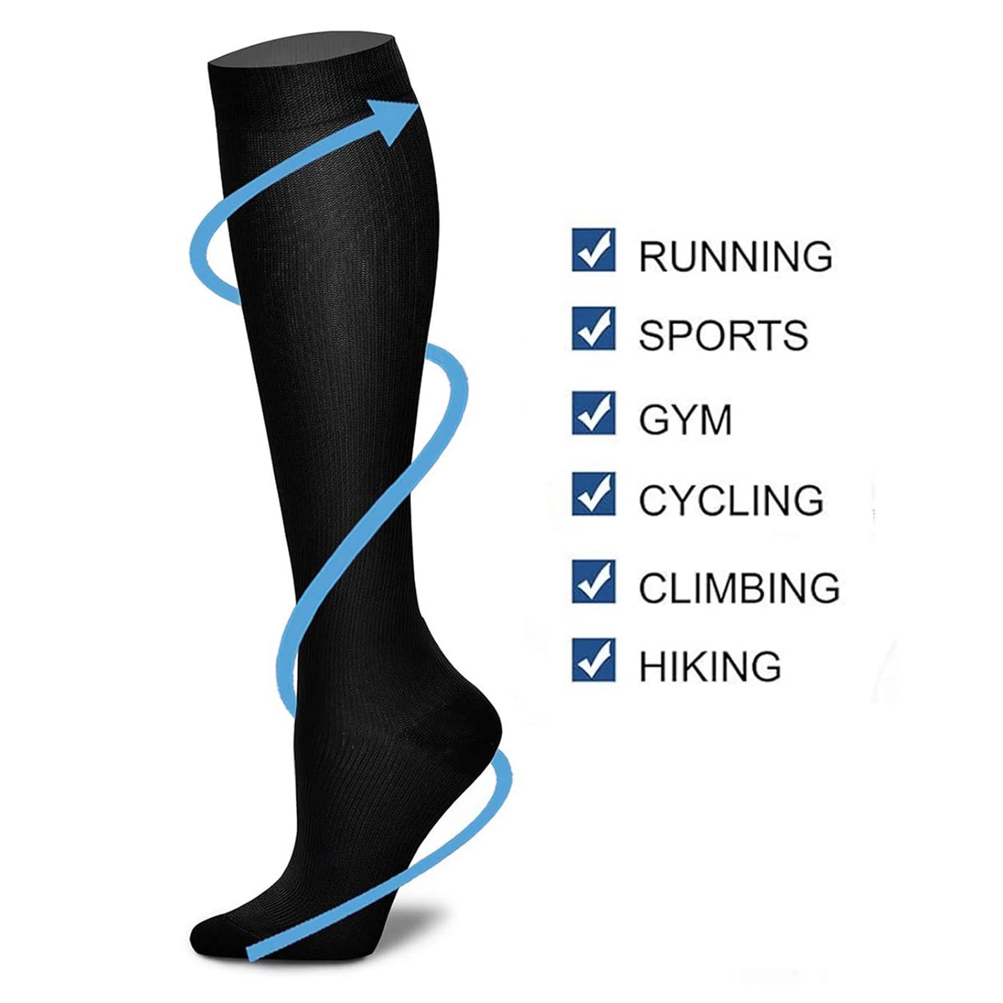 SOMER Compression Socks for Women & Men (3 Pairs), Knee High Socks is Best Support for Running, Travel and Cycling, Black