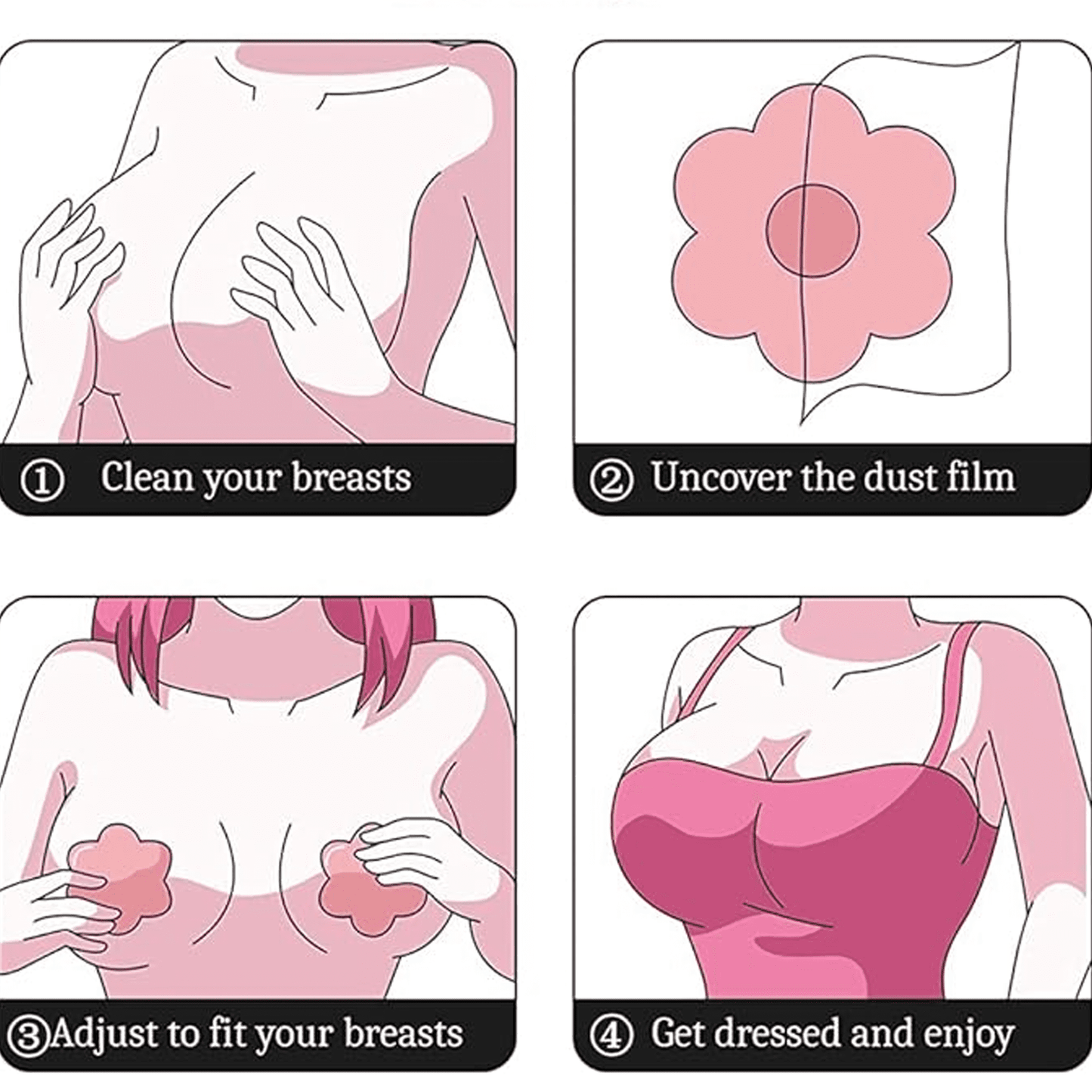 SOMER 50 Pairs Nipple Covers for Women, Disposable Nude Sticky Bra, Plum Blossom Shaped Boob Tape Breast Petals, Non-Woven Fabric Nipple Pasties